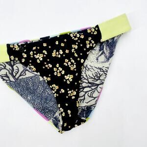 Maaji Reversible Black Striped Floral Bikini Bottoms